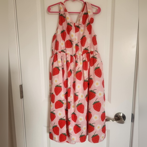 *2 for $20*Girls summer strawberry sundress with tie shoulders size 6/7 US  130 - Picture 1 of 6